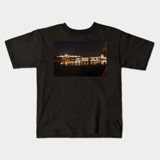 Prague Riverfront by Night Kids T-Shirt